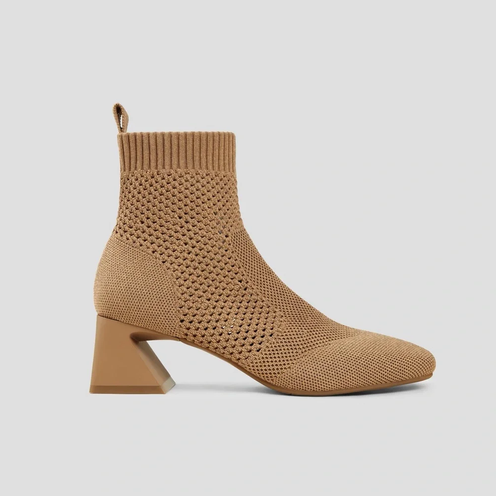 NEW VIVAIA Square-Toe Perforated Heeled Boots Comfy minimalist sustainable 9.5 - Picture 3 of 10